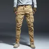 multi-pocket Cargo Pants Men Cott SWAT Combat Tactical Trousers Male Elastic Waist Zipper Joggers Men Streetwear Pant k2i9#