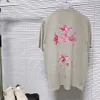 Correct bijgewerkte versie van Croix 24S Nieuw gewassen en noodlijdende bloemenkruis gedrukt T-shirt met korte mouwen voor zowel mannen als vrouwen