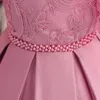 Babyjurk met geborduurd kant en bloemen Roze bloemenmeisjesjurk voor huwelijksceremonie Kinderen 1 jaar verjaardag Prinsessenkostuum met kralen 0-5T 240323