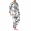 Pijamas Homens 80S Estilo Design Lazer Pijamas Preto Bolinhas Duas Peças Conjuntos de Pijama Estético Lg Manga Oversized Home Suit U8en #