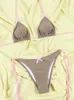 Damen Bademode Mini Schleife Bikini Set Damen Patch Badeanzug Sommer Strand Badeanzug braun Tanga Badeanzug Badeanzug 24326