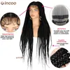 Synthetische Grote Doos Gevlochten Pruiken Jumbo Knooploze Full Lace Front Pruiken voor Zwarte Vrouwen Jumbo Tribal Vlechten Faux Locs Cornrows pruik