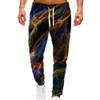 Rainbow Smoke Loose Camo Track Gym Sweat Pants Men Hip Hop 3D Print Sport Jogger Casual Trousers DrawString Sweatpants Clothing W3el#