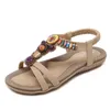Trendiga Bohemian Sandles Large Size Womens Shoes Ethnic Roman Style Sandals Heel Beach Pärled Flat Heels 240228
