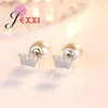 Stud Earrings Princess Crown 925 Sterling Silver Trendy Jewelry With High Quality Freshwater Pearls Women Girls Wedding