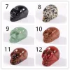 20st Party Decoration 1 Inch Crystal Quarze Skull Sculpture Hand snidad ädelstenstaty Figur Collectible Healing Reiki Halloween FY7960