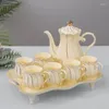 Set da tè Set da acqua in ceramica semplice nordico verde oro Tè pomeridiano britannico Bollitore freddo Caffè Decorazione bar per la casa Bicchieri