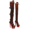 Танцевальная обувь, женские ботинки из искусственной кожи на высоком каблуке и платформе высотой 15 см/6 дюймов с закрытым носком 074