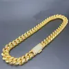 Miami Gold Cupan Link Chain Designer Men 12mm 14mm micro micro inlaid moissanite diamond in buckle rock rock hip hop 18k gold المجوهرات