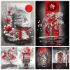 Stitch Japanese Diamond Art 5d Full Drill Diamond Painting Samurai Geisha Paysage Cross Cross Stitch Kit de broderie