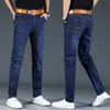 marki men dżinsy zimowe dżinsy flanelowe rozciąganie wysokiej jakości dżinsowe spodnie Mężczyźni Casual Fi Pants Mężczyźni 2023 Męskie spodnie dżinsy o1pe#