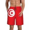 Mäns Tunisia Flag Tunisians fans Beach Pants Shorts Surfing M-2XL Polyester SwimeWear Running M5UU#