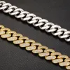 Miami Caqueta de enlace cubano para hombres Micro INLAIED 4 filas Diamantes Bling Diamond de 20 mm de ancho Caballas de collar Diseñador PRONG ROCK HIP HOP 18K Joya de oro Mujer Mujer Regalos