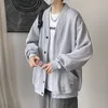 2023 coreano felpe da uomo Fi stile di colore solido con cappuccio autunno marca casual cappotto allentato strada spessa caldo cardigan maschile R9HZ #