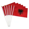 Accessori aerlxemrbrae Bandiera personalizzata a mano 100 pezzi 14 * 21 cm Albania segnale manuale sventola bandiera piccole bandiere banner