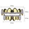 Grillz dentystyczne grille 18k prawdziwe złote czapki zęby lodowane na górnym dole wampirów kły grillowe hurtowe k3 kropla biżuteria body otzor