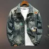 Luxuriöse Herrenjacken, modischer Jeansmantel, Herrenjacken, Stoffstickerei, Motorrad-Jeansjacke, High Street Retro, lockere und hübsche Modekleidung