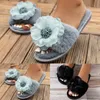 Slippers Dames Warm Bloemen Decor Open Teen Flats Katoen Vrouwen Outdoor Strand Vakantie Slipper 2024 Pluche Herfst Platte Schoenen