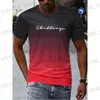 Erkek Tişörtler Vintage Erkek T-Shirt 3D Gradyan Baskı Kısa Slve Üstler Yaz Gündelik Strt Moda Tişört Boyutlu Tişörtlü Erkekler T240325