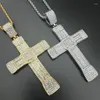 Colares Pingente Cheio Strass Bling Iced Out Cross Pingentes Cor de Ouro 316L Aço Inoxidável Hip Hop Rock Jóias Com 24 "Cadeia