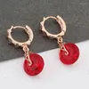 Dangle Earrings Luxury Quality Jewelry Gift 12mm Round Drop Women Natural Zircon Unusual Wedding Fashion