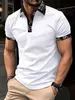 Men's T-Shirts 2024 Summer New Mens Casual Office Short-Slved Polo Shirt Fashion Lapel T-Shirt Mens Comfortable Polo Shirt Mens Clothing T240325