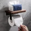 Hållare trä toalettpappershållare badrum väggmontering wc papper telefon rack hylla förvaring handduk rullhylla tillbehör