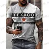 Мужские футболки Новая мужская футболка Texaco Бензин + Моторное масло Буквы с 3D принтом Короткие рукава Летняя мужская футболка большого размера с круглым вырезом в стиле ретро T240325