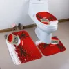 マットクリスマスバスマットWC便座カバートイレマットトイレタパイノドーロ装飾クリスマスバスルームコモード便器マタ