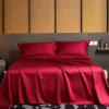 Set Summer Luxury Satin Silklike Bed Sheet Set (Flat Sheet + Fitted Sheet + Pillowcase) Solid Color Mattress Cover Twin Full Queen