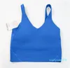 Lu-reggiseno da yoga sportivo da donna canotta sexy canotta da yoga attillata con imbottitura sul petto senza logo personalizzato per il fitness atletico morbido e burroso