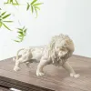 Sculptures Animal Mâle Lion Figurine Résine Art Sculpture Blanc Mignon Maison Chambre Bureau Voiture Décoration Statue Cadeau Souvenir 6,28 po