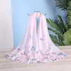 Sarongs Brand new chiffon scarves for womens spring/summer silk scarves fine floral shawls and wrapped basic printed headscarves Stoles wholesale 240325