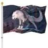 Accessoires Coole Wolf Vlag Fantasiedieren Levendige kleuren Dubbel gestikte vlaggen Banners met koperen doorvoertules College Dorm Outdoor Decoraties