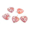 Pendant Necklaces Natural Red Agate Stone Love Heart Silver Plated Flower Healing Reiki Chakra Charm Women Man Jewelry 5Pcs TN3189