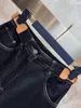 Nieuwe 2024 Mode Denim Jurk Met Kettinghals Met Leren Riem Vrouwen O-hals Mouwloze Rits Lente Zomer Patchwork Pocket Tankjurk