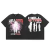 Hellstar T-shirt 2024 Yaz Yeni Kısa Kollu Klasik Klasik Moda Trendi Kafatası Gül Baskı Yüksek Kaliteli Çift İplik Saf Pamuk Pamuklu T-Shirt Erkek Kadın Gömlekleri 418