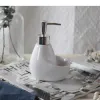 Dispensers Creative Solid Color Ceramic Liquid Soap Dispenser Lotion Bottle Hand Soap Dispenser Bottle Bathroom Supplies with Sponge Rack