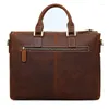 Bag Nesitu A4 Vintage Brown Thick Genuine Crazy Horse Leather Executive Men Messenger Bags 14'' Laptop Briefcase Portfolio M7113