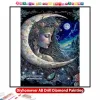 Stitch Moon Goddess ab Diamond Målning Broderi Fantasy Woman Landscape Art Cross Stitch Mosaic Pictures Handmade Home Decor Gift