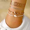 Anklets FNIO Bohemian colored bead ankle bracelet suitable for womens foot jewelry summer beach barefoot bracelet on the legs and anklesC24326