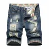 Nouveau short en jean jean pour hommes Ragged Fi bords perforés polyvalents et trou perforé pantalon en ruine grande taille 88Et #
