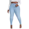 Jean plus taille féminine plus taille jeans stretch skinny pantalon crayon denim pantalon femelle décontractée xl-4xl navire de drop 240320