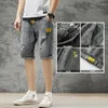 Jeans pour hommes Summer Beach Casual Hommes Shorts Droite Ripped Genou Longueur Denim Cordon Lâche Trou Mâle Court