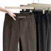 Gmiixder Leichte Luxus-Wollhose für Herren, gerades Rohr, lockere knöchellange Hose, Herbst-Winter, poliert, lässig, elegant, Hose f3Wn #