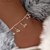 Anklets Fashion Red Diamond Cherry -armband Lämpligt för kvinnor Sparkling Crystal Fruit Tennis Armband Punk Party Jewelry GiftsC24326