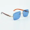 Neuester heißer Verkauf Exquisiter Stil 3524018 Sonnenbrille mit Mikro-Schnittlinsen, natürliche orange Holzbügelbrille, Größe: 18-135 mm