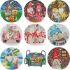 Stitch 8st Diy Diamonds Måler Coaster Animal Flower Nonslip Anime Art Mosaic Cup Cushion med rack strassmålningar dekorera