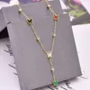 Модный дизайнерский бренд, роскошный браслет из нержавеющей стали, 18-каратное позолоченное ожерелье с четырьмя листами клевера, комплект для женщин
