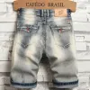 Vintage Jeans Splicing Shorts Hommes Summer New Fi Hip Hop Droite Délabré Genou Denim Pantalon Homme Streetwear m5vh #